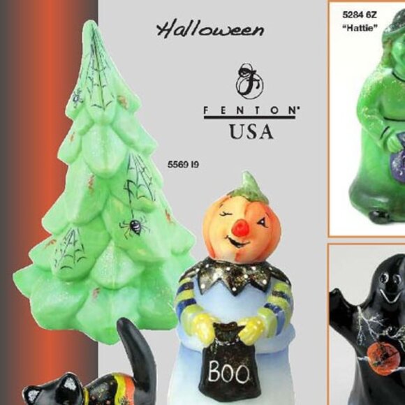 MINT Signed Fenton Hand Painted Halloween “Christmas” Tree (5569 19) - Picture 3 of 15